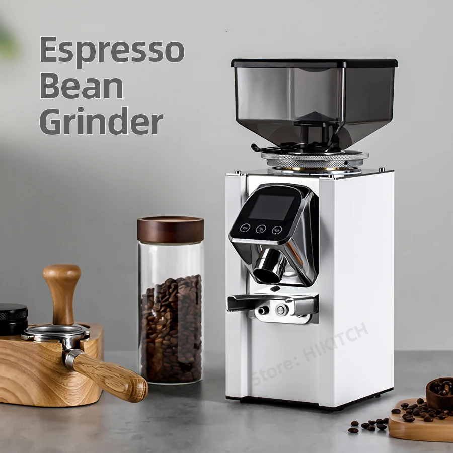 Professional 64mm flat burr coffee grinder CRM9016 with 500g bean hopper and LCD display bean grinding machine commercial use