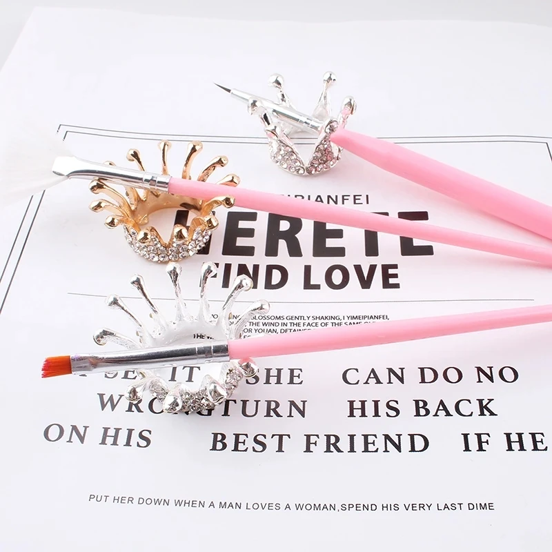 Retro Manicure Brush Pen Holder Nail Art Brush Painting Pen Diamonds Crown Shape Pen Brush Holder Nail Art Accessories Tools