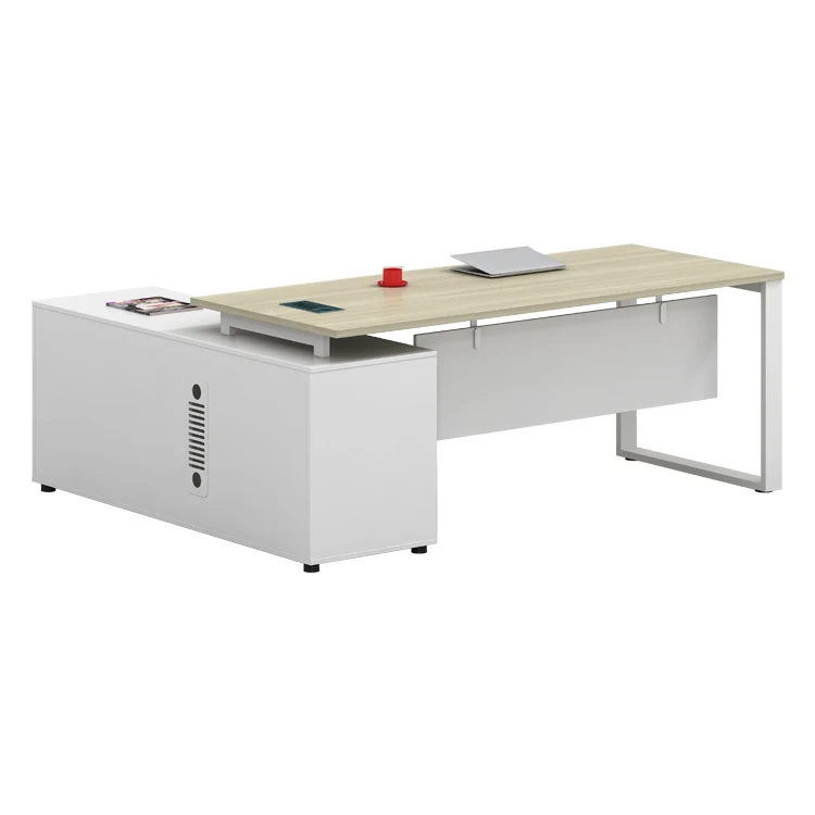 Новый продукт, американский дуб, теплый белый Классический офисный стол, современный, из массива дерева с хранилищем