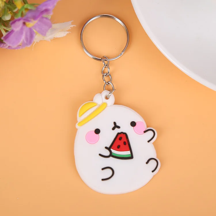 Factory direct price silicone key ring accessories multiple design in stock pvc keychain with custom packing card