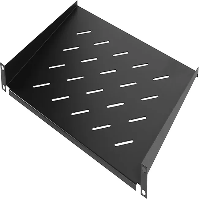 Cantilever Server Shelf Vented Shelves Rack Mount 19 Inch 1U Black 8 Inches deep