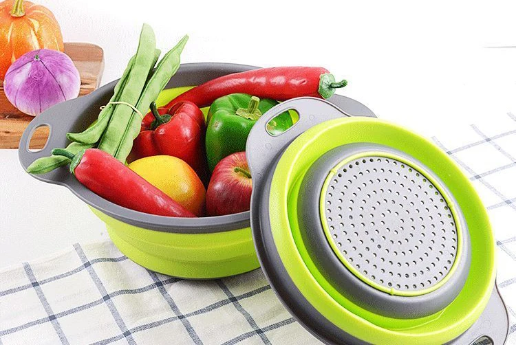 Складная сливная корзина силиконовая для мытья портативное кухонное складное сито домашняя очистка