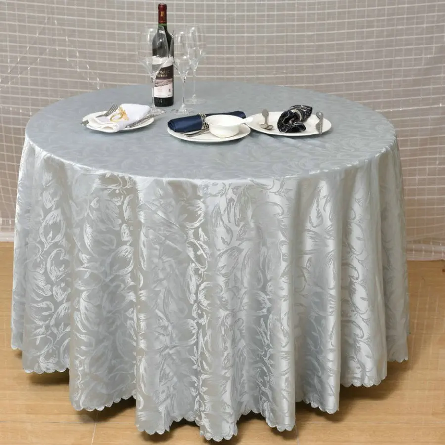 Hotel round waterproof polyester table cover cloth dining  table mat disposable tablecloth oil-proof