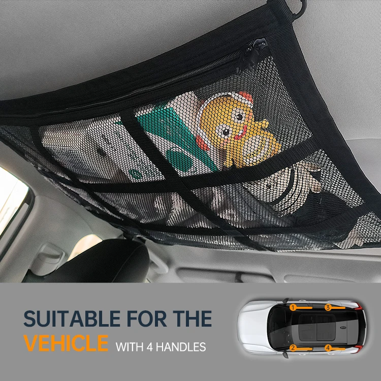 Модерненный Автомобильный потолочный грузовой сетчатый карман 90*65 см автомобильный Органайзер на крышу для хранения автомобиля Регулируемый для фургона внедорожника