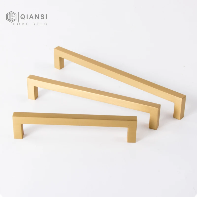 Qiansi HK0138 уникальный дизайн латунная квадратная ручка для бара лаконичная стильная кухонного шкафа ящика мебели