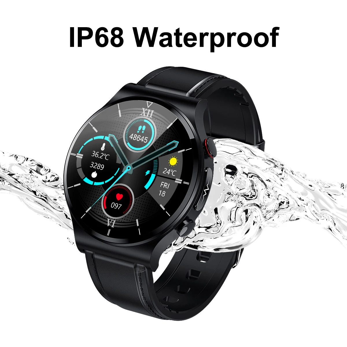 Smart Watch Round Shape Cheapest Android Smart Watch with ECG Full Round Screen Sport Smart Watch with Temperature Sensor