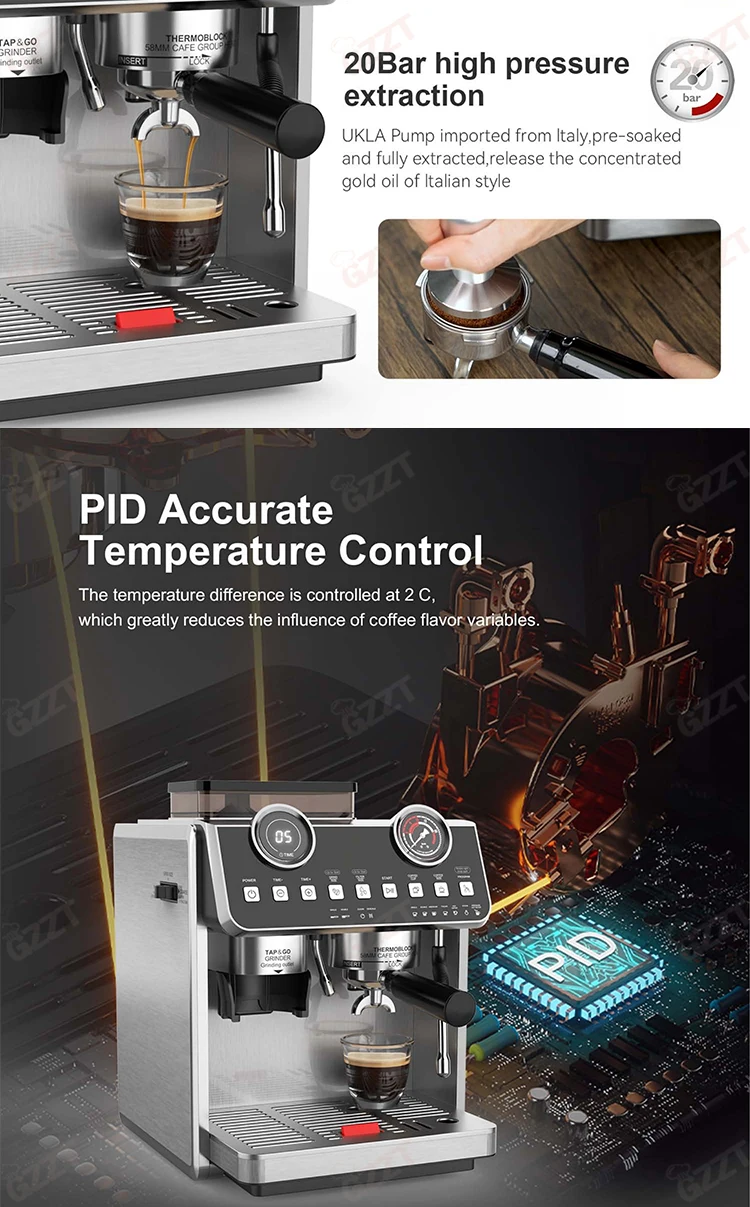 Dual Boiler Double pump Electric Coffee Machine Multi-functional Espresso With Bean Grinding Pressure For Home Hotel Office Use