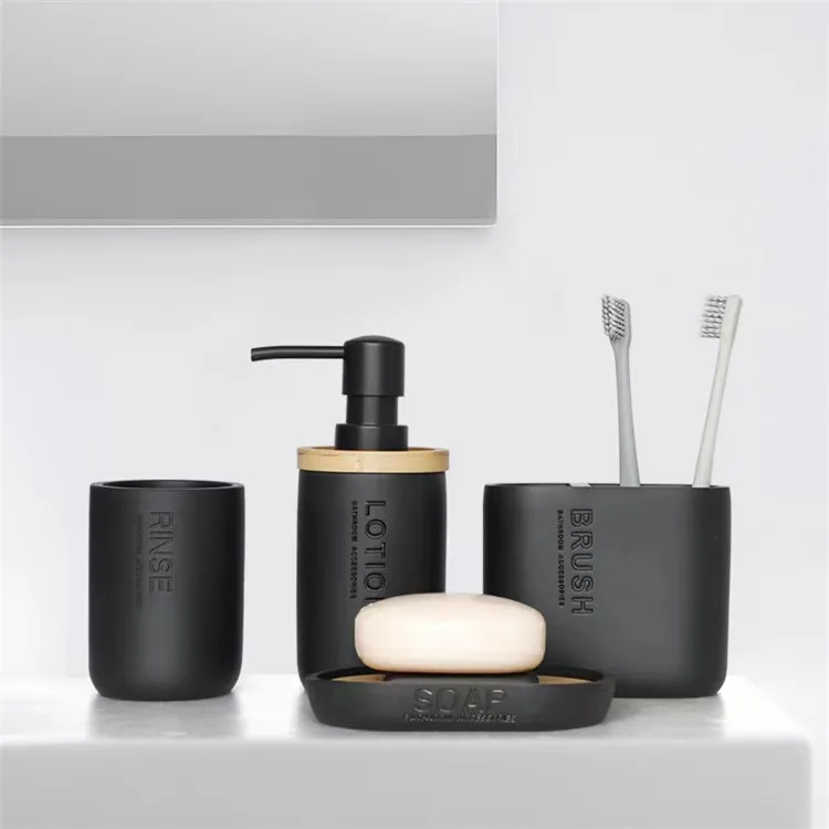 Graceful Matte Luxury Style Hotel Used Bathroom Accessories Soap Dispenser Home Goods Bathroom Sets