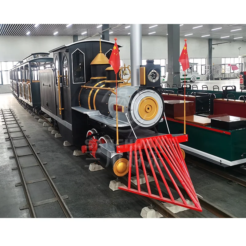 Professional Train Rides Manufacturer Outdoor Playground Kids And Adult Amusement Park Rides Electric Rail Track Train For Sale