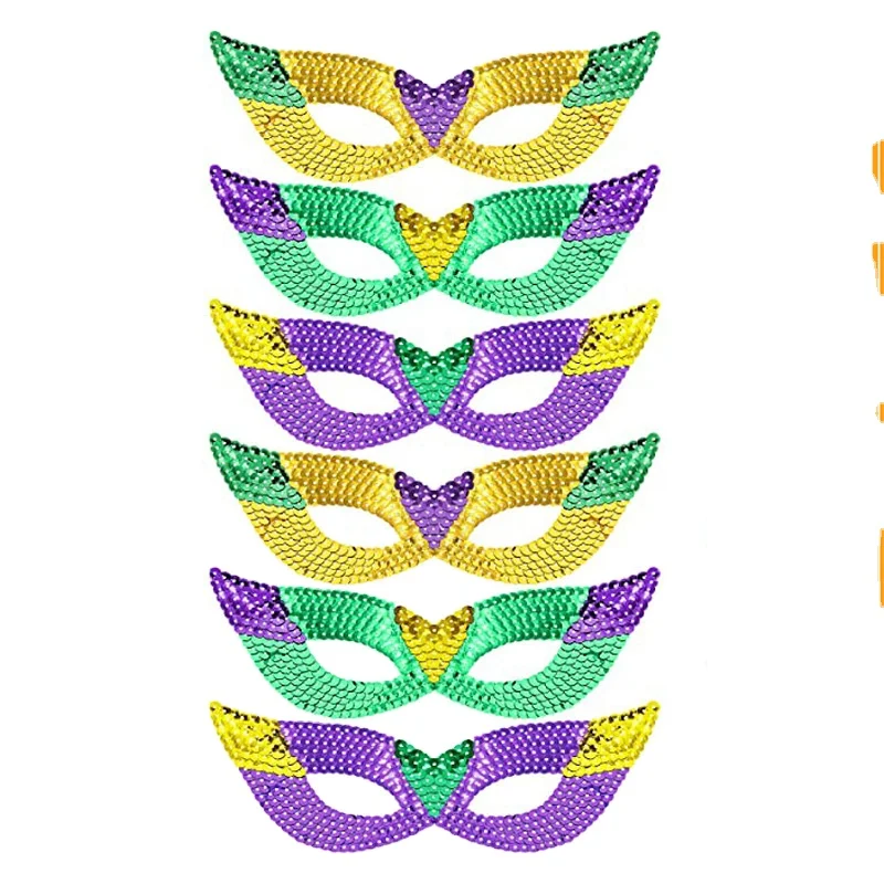 Glitter Masquerade Eye Mask Halloween Carnival Cosplay Costume Venetian Half Covery Sequin Masks Mardi Gras Party Favor