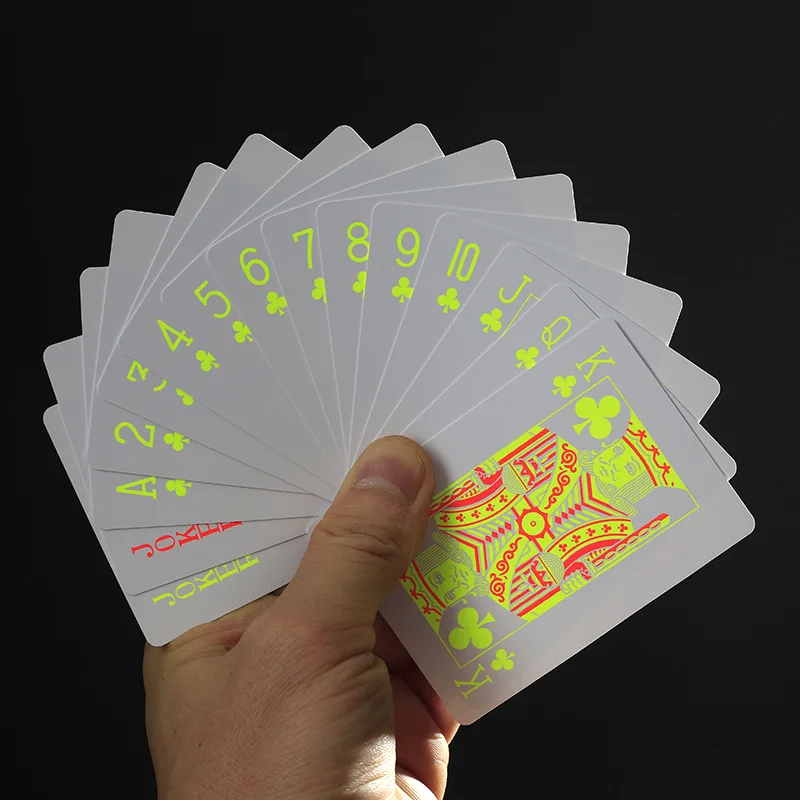 Custom Creative 2024 New Style Poker Cards PVC Durable Board Game Luminous Fluorescent Waterproof Plastic Playing Cards