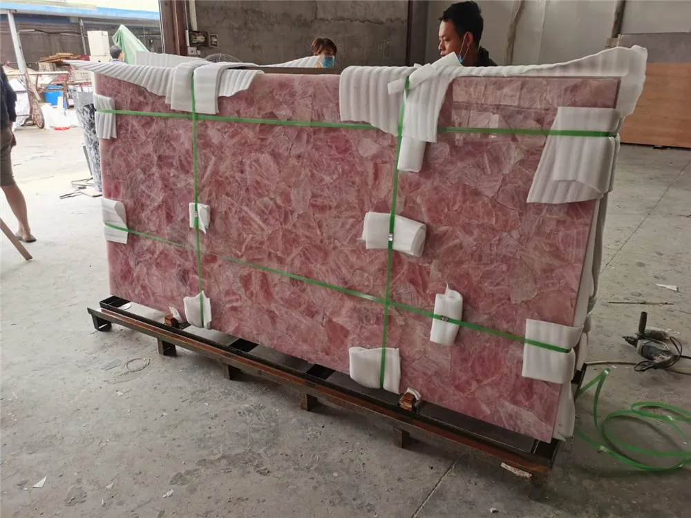 GOLDTOP pink onix Charming natural semi precious stone pink rose crystal slab onyx for Bathroom Vanity Tops