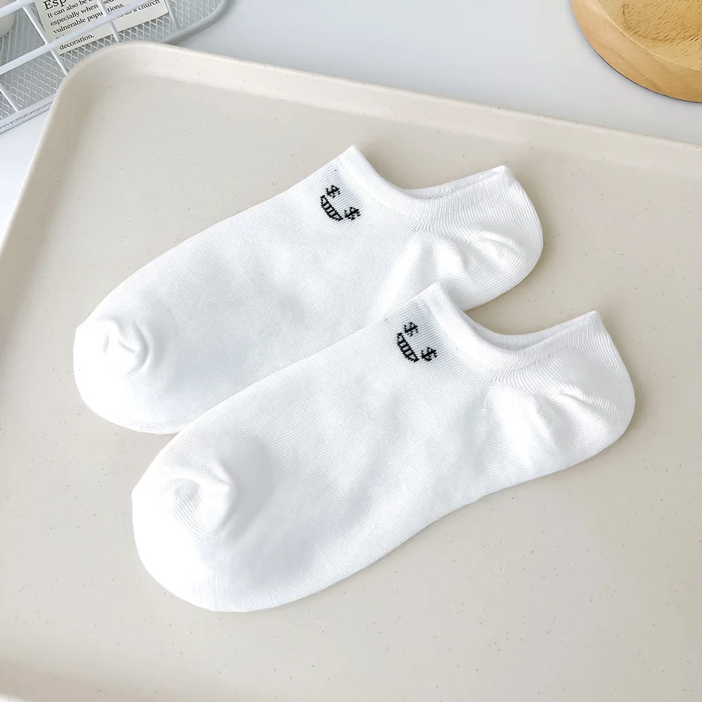 Wholesale White Minimalist Socks Unisex Spring Summer Short Sleeves Socks Funny Sweat Absorbing Thin Sports Low Top Sock