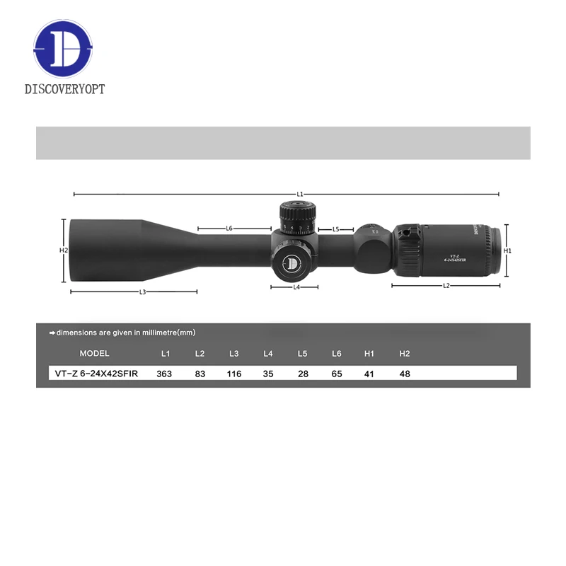 Discovery Optics VT-Z 6-24X42SFIR Optical Scope Scope with 10 yards Side Focus  Scope