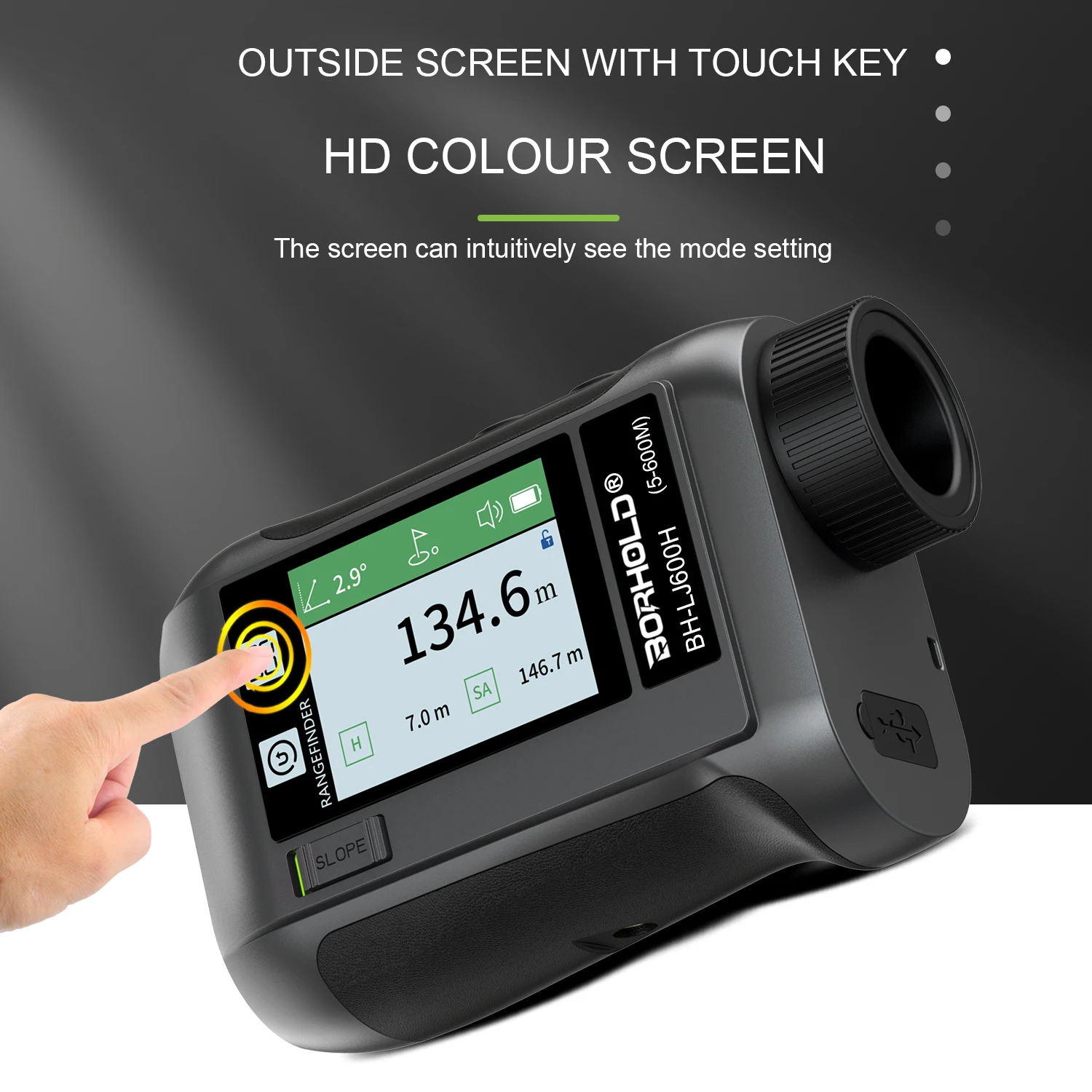 Color Touch Screen 600M Golf Speed Angle Distance Measurement Laser Rangefinder With Voice System