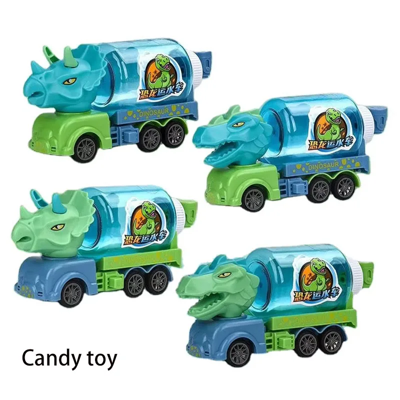 Interesting cartoon sliding dinosaur water car tank put candies & water plastic candy toy for boy gift