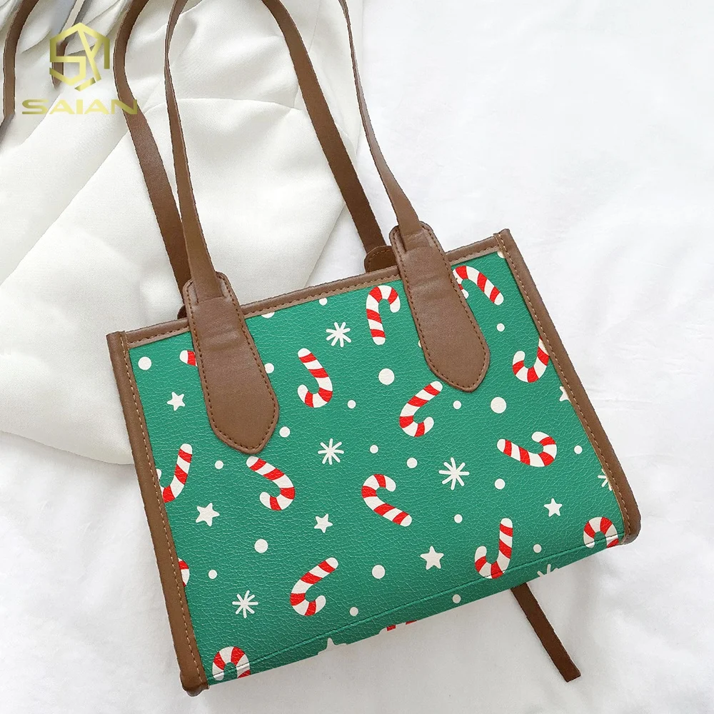 Popular Christmas Designs Santa Elk Clear Leather Vinyl Customized Patterned Printed Vinyl For Making DIY Bows Bags Shoes