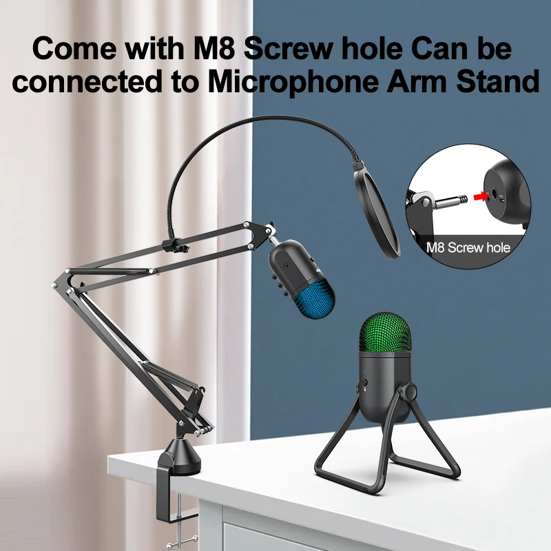 Heart Radio Studio Condenser Recording Mic Streaming Podcast Chatting Mic Set Gaming PC RGB USB Microphone Compatible with Mac