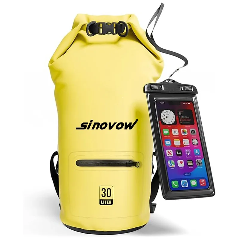 Custom Men Roll Top Waterproof Bag Cell Phone Bag With Zipper Pocket,Hiking Camping Waterproof Backpack