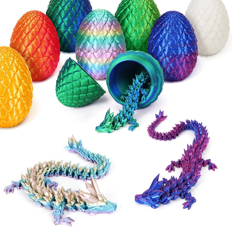 Hot Selling Custom Movable Chinese Dragon Multiple Colors Articulated 3D Printed Dragon Egg Decoration Toys