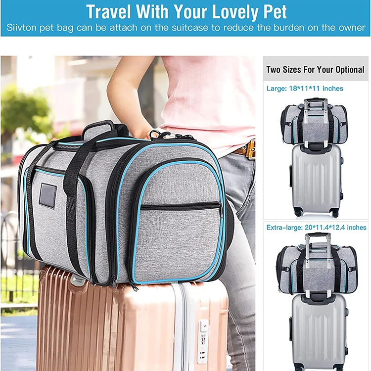 Hot Sell Airline Approved Pet Carrier Dog Cat Travel Bag Pet Carriers 4 Sides Expandable Cat Carrier With Fleece Pad