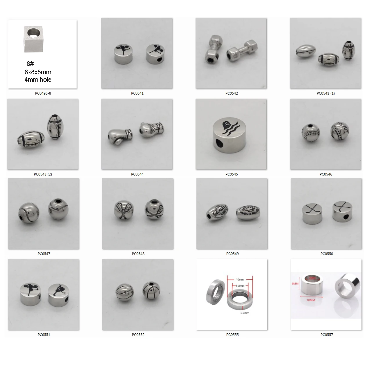 Customized Wholesale Stainless Steel Jewelry Finding Beads For Bracelet Bangle