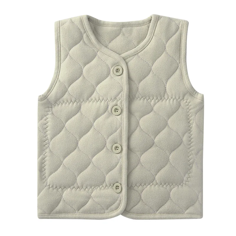 PP fall autumn winter infant baby girls sleeveless jacket toddler kids solid beige brown winter padded vest coat casual outfit