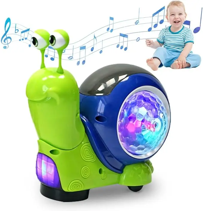 Baby Toddler Luminous Electric Snail Toy Tummy Time Crawling Snail Toys Musical Toys with Light-up Music