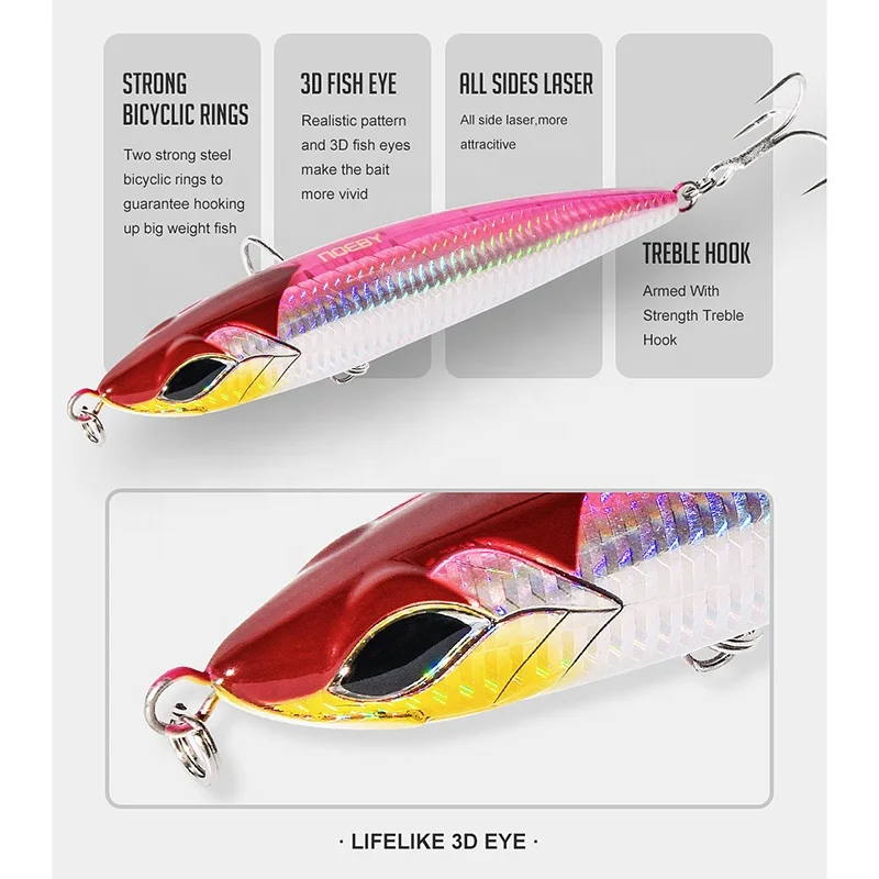 Wholesale 190mm 86g Sea Fishing Floating Pencil Stickbaits Noeby 9494 Topwater Pesca GT Tuna Fishing Lures For  Fresh saltwater