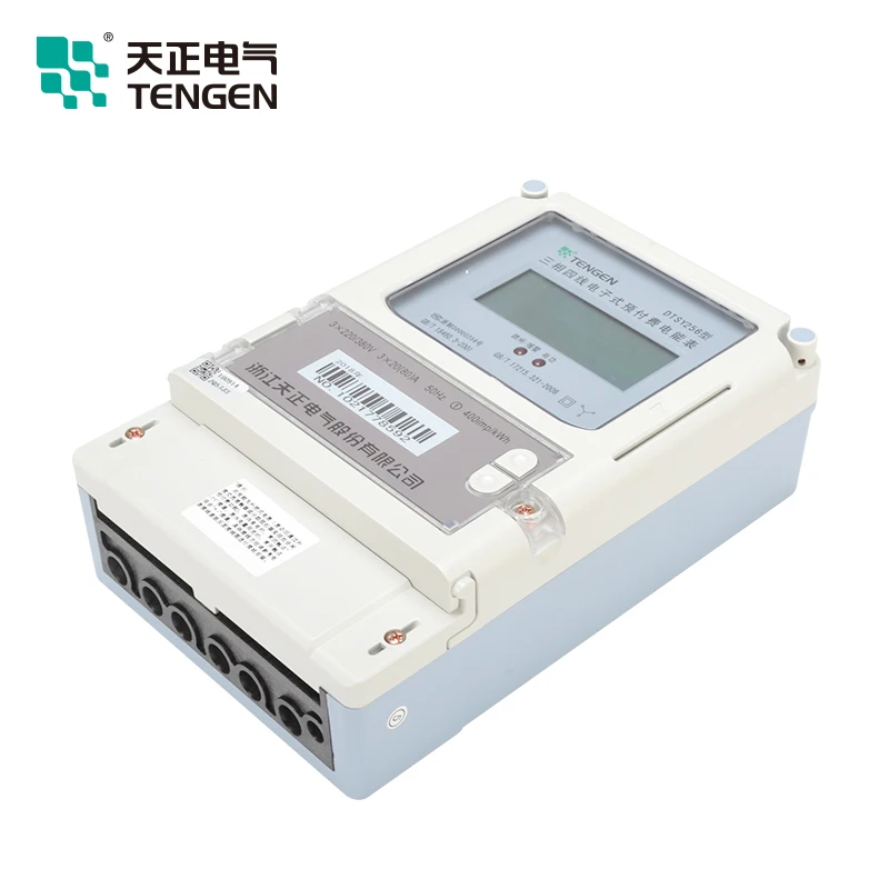 TENGEN new style Smart  IC card DTSY256 3*220/380V 5(20)A Class1 LCD 3 phase electric meter