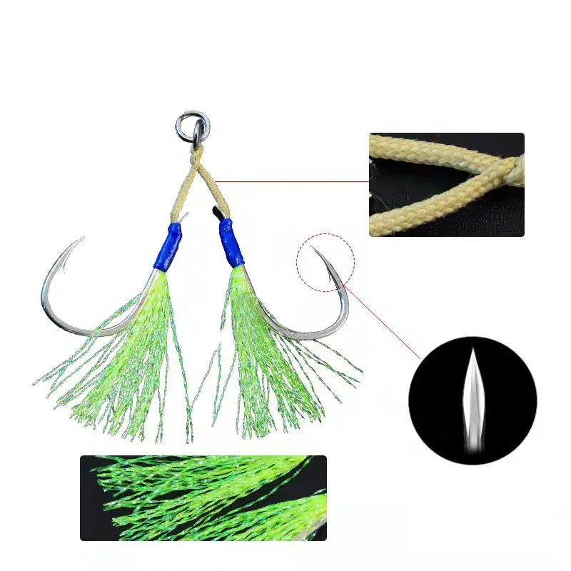 High Quality1/02/03/0 5/0 6/0  Assist  Line Ocean Boat Manufacture Tuna Fishing Octopus Hook