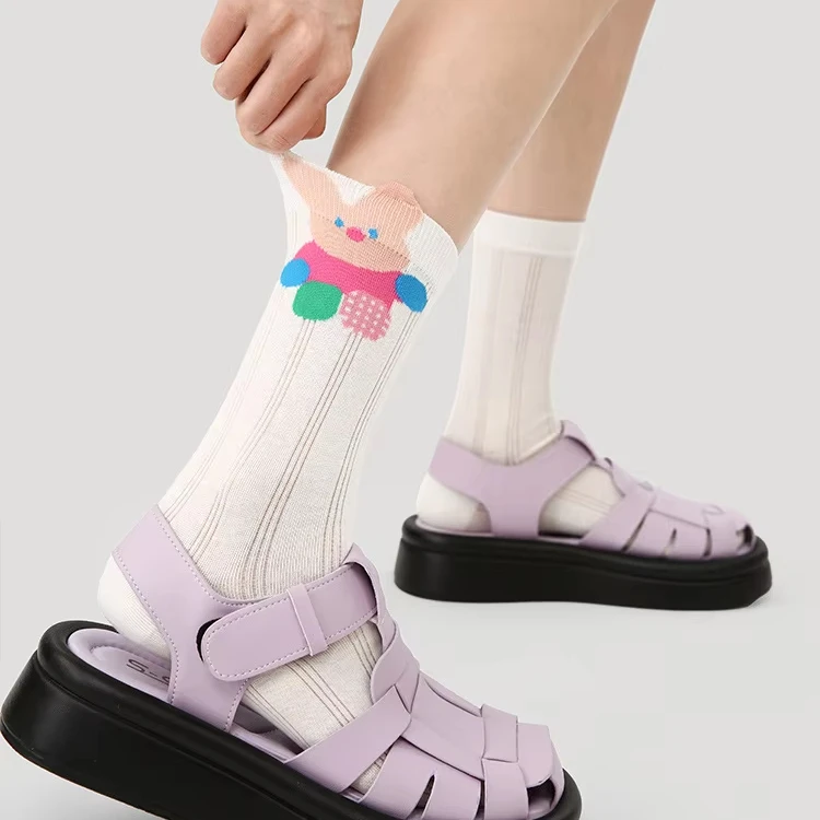 Hollow socks female tube thin mesh breathable three-dimensional animal cute girl stockings