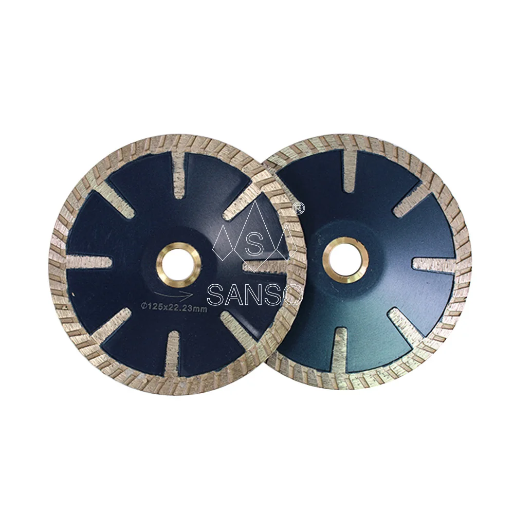 Hot pressed dry cutting protection segmented diamond cutting disc 125mm for granite sandstone lavastone