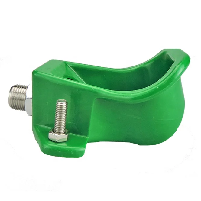 Durable green plastic pig feeding trough