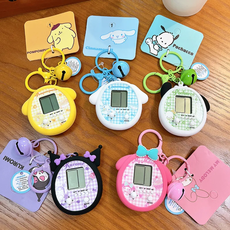 Official Cartoon Cute Melody Kuromi Pochacco Game Machine Keyrings Portable Keychains Car Key Schoolbag Pendant Promotion Gifts