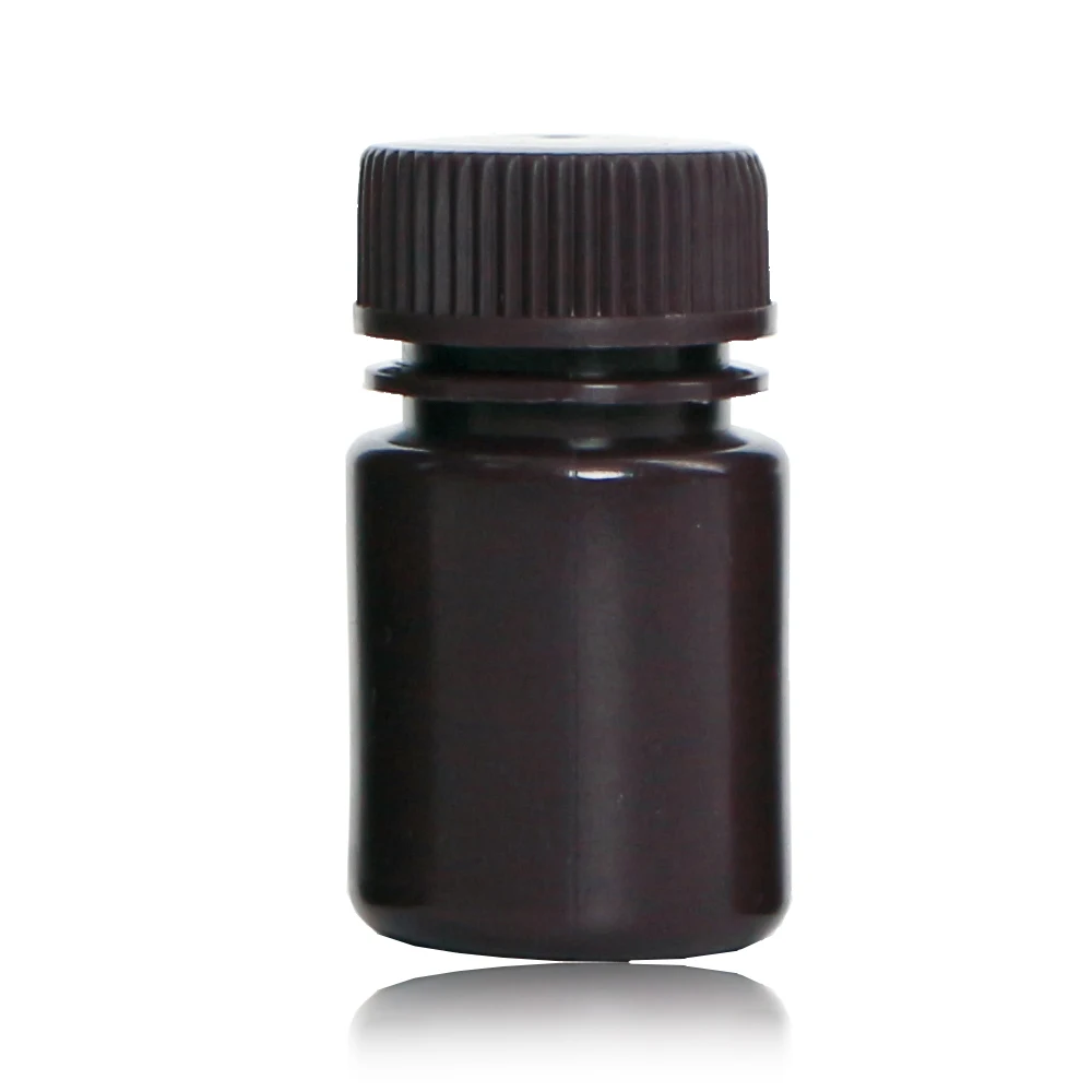 HDPE material, 30ml Laboratory amber brown Round Reagent Bottle (light shade, lab consumable)