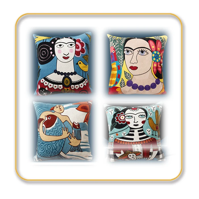 Super beautiful special style wool embroidered sofa cushion