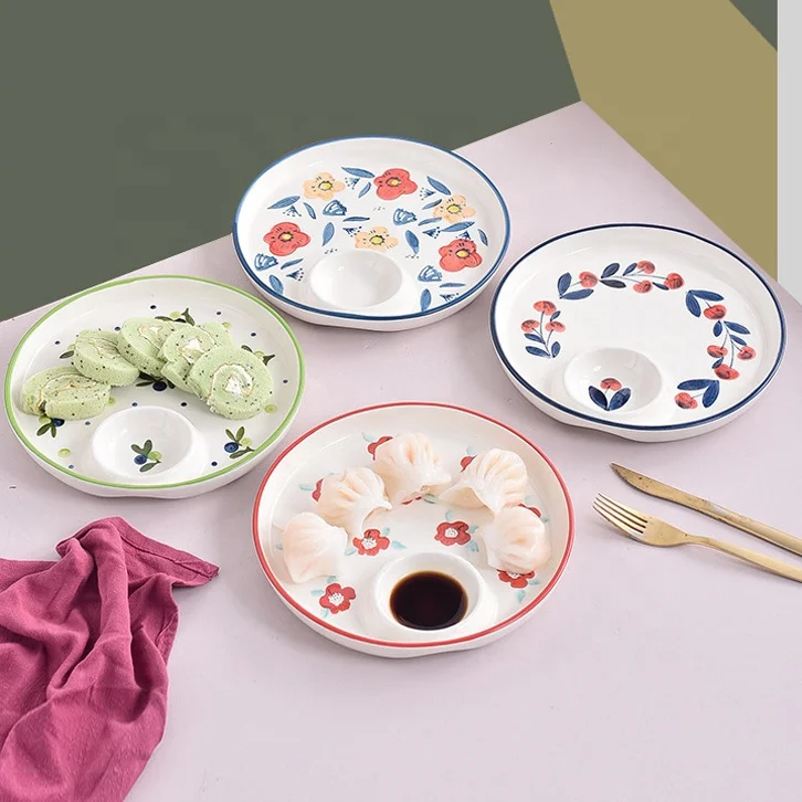 8.8 Inch Porcelain Dishes Ceramic Plate Ceramic Ring Dishes