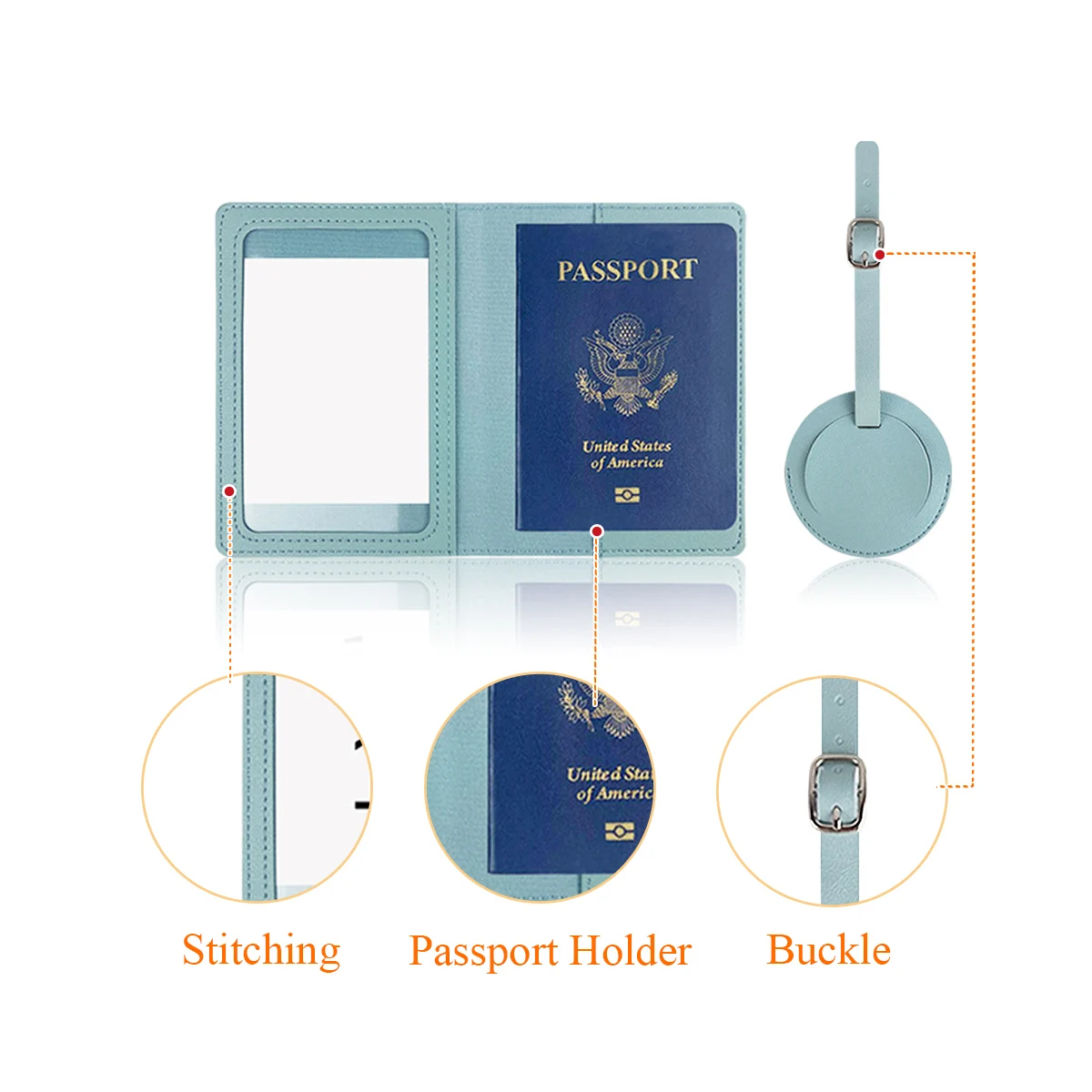 Custom Passport Cover Leather Passport Holder Rfid Passport Cover And Luggage Tag Set