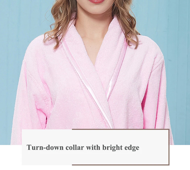 New Style Blue Cotton Waffle Knitted Bathrobe Set Thermal Nightgowns for Bath Sleepwear Solid Pattern Plain Printing for Hotels