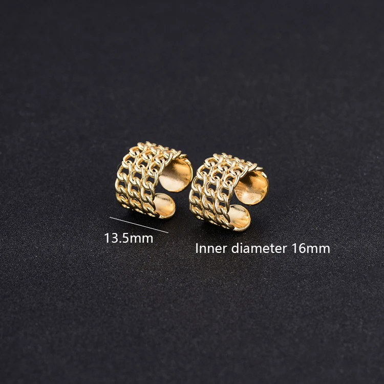 
Unique Design Women Statement Jewelry 14K Gold Plated Link Chain Open Finger Ring Women 