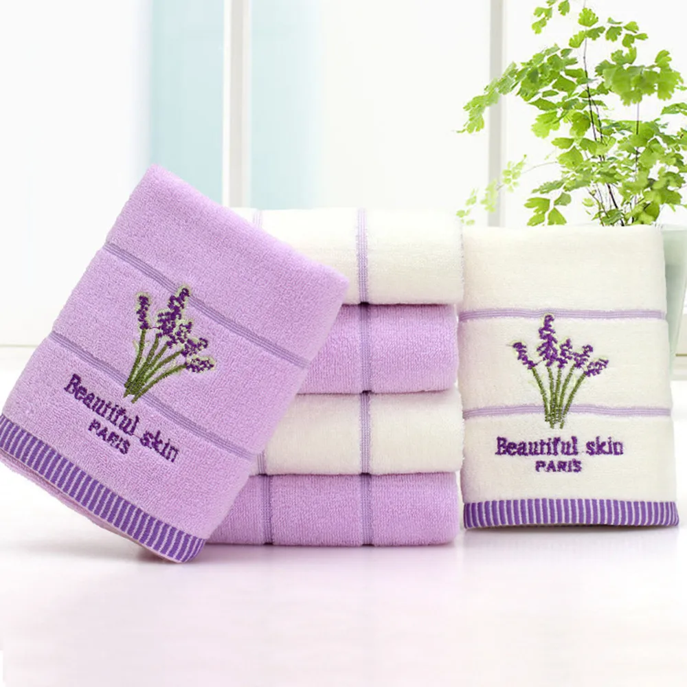 34 x 74cm Soft Embroidery Lavender cotton towel for super market