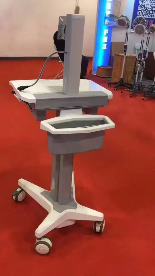 Silent caster height adjustable medic computer cart trolley