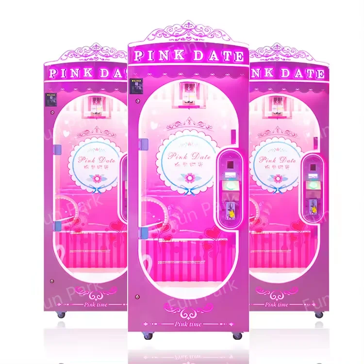 New Design Pink Date Cut Prize Plush Toys Vending Machine Coin Operated Games Game Centre