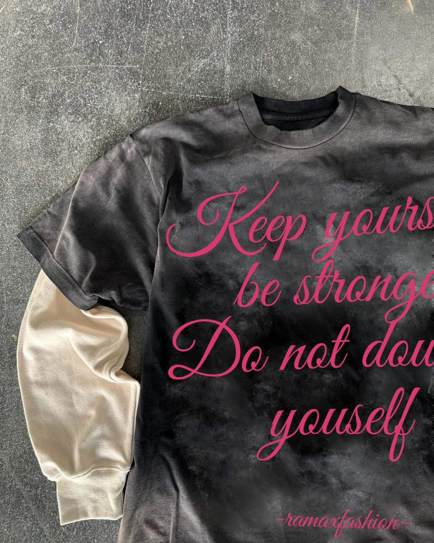 Double Sleeve Tee heavyweight graphic silk screen print t shirt men tees 300gsm 100% cotton Acid Stone Boxy Fit long Sleeve Tee