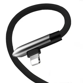 For iPhone Nylon Braided 90 Degree Right Angle L Shape USB Charger Extension Cable