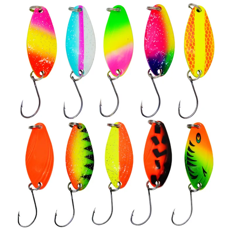Jetshark 3.2cm 4.5g Pesca Stream Bait Trout Spoon Bait  Lure With Hook Isca Loffel Koder Lure For Trout Perch Pike Salmon