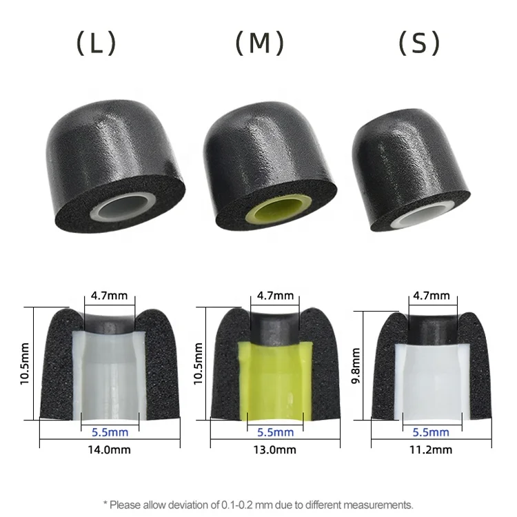 High Quality Replacement Earphone  Accessories 5.5mm Sponge Memory Foam Connector  Eartip Earplugs