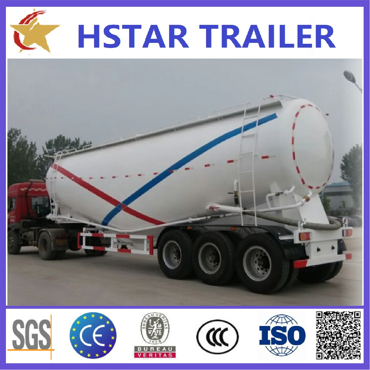 High Loading Capacity 3 Axle 40ton 50ton V Type Bulk Cement Tank Fly Ash Cement Bulker Silo Tanker Pneumatic Semi Truck Trailer
