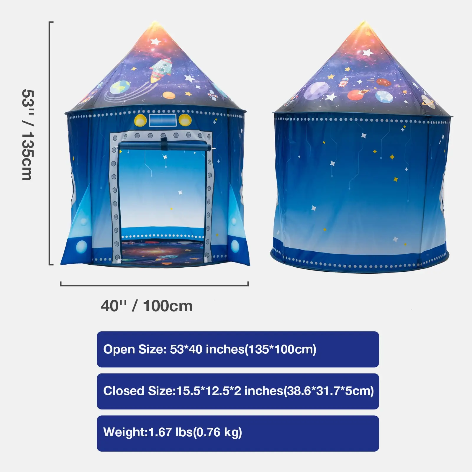 Maibeibi Rocket Ship Play Tent for Kids Astronaut Spaceship Space Themed Pretend Playhouse Indoor